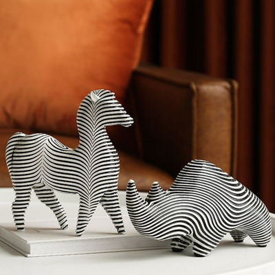 HomeQuill™ Modern B&W Animal Figurines