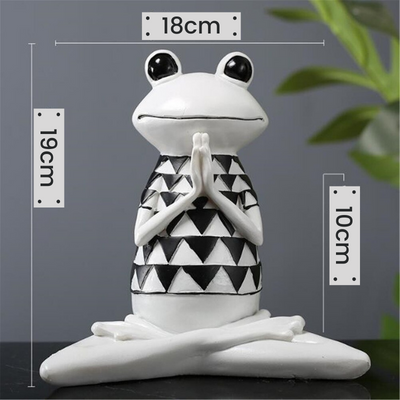 HomeQuill™ Modern B&W Yoga Frog Figurines