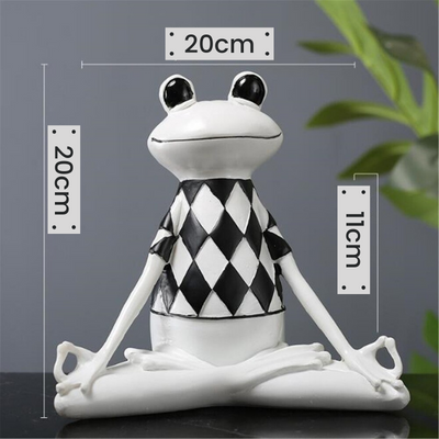 HomeQuill™ Modern B&W Yoga Frog Figurines