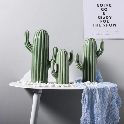 HomeQuill™ Ceramic Cactus Figurines