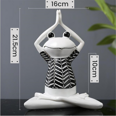 HomeQuill™ Modern B&W Yoga Frog Figurines