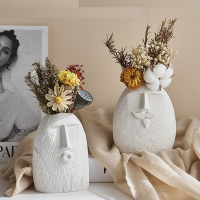 HomeQuill™ Nordic Face Ceramic Vases