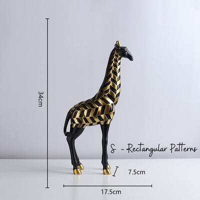 HomeQuill™ Black and Gold Geometric Giraffe Statue