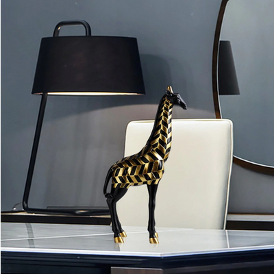 HomeQuill™ Black and Gold Geometric Giraffe Statue