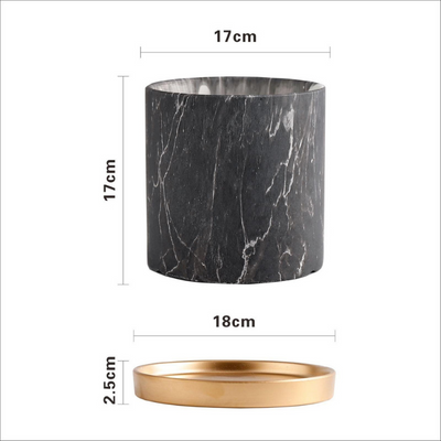 HomeQuill™ Black Marble Ceramic Flowerpot