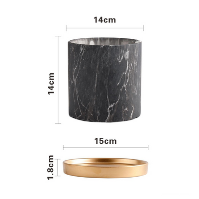 HomeQuill™ Black Marble Ceramic Flowerpot