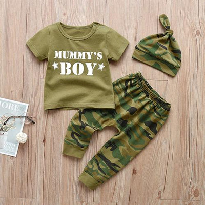 MiniFits™ 3 Piece Baby Camo Pajama Set BlueRove Mummy's Boy 3M