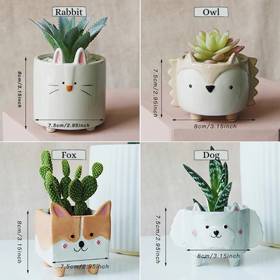 HomeQuill™ Miniature Animal Succulent Pots