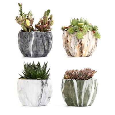 HomeQuill™ Textured Marble Plant Pots