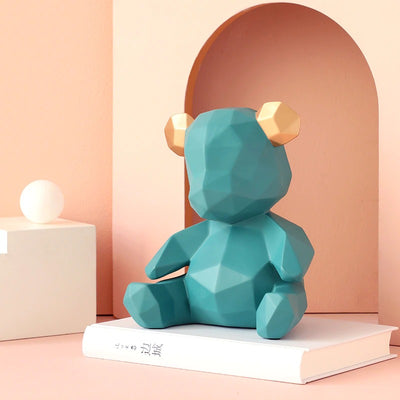 HomeQuill™ Modern Geometric Teddy Bear Figurine