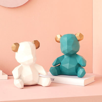 HomeQuill™ Modern Geometric Teddy Bear Figurine