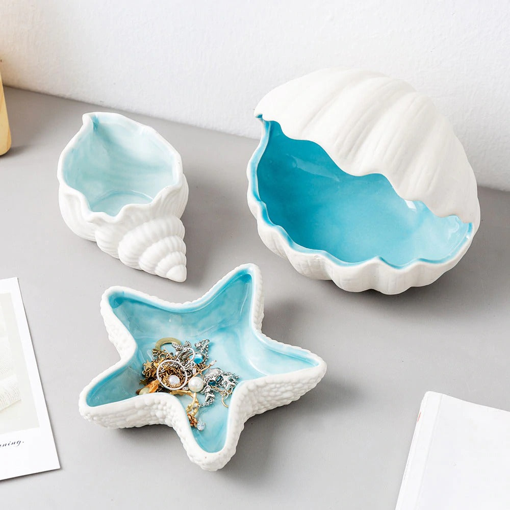 HomeQuill™ Ceramic Seashell Storage