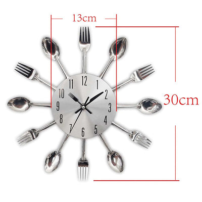 HomeQuill™ Cutlery Theme Kitchen Wall Clock