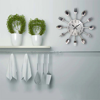 HomeQuill™ Cutlery Theme Kitchen Wall Clock