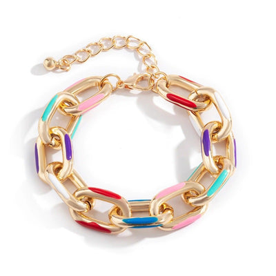 FashionChic™ Color-Spotted Gold Chain Necklace & Bracelet