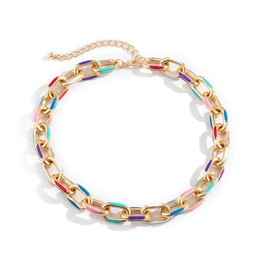 FashionChic™ Color-Spotted Gold Chain Necklace & Bracelet