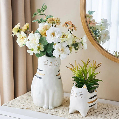 HomeQuill™ Minimalist Japanese Cat Flower Pots