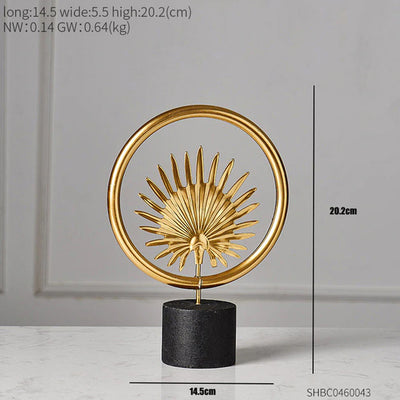 HomeQuill™ Golden Metal Leaf Tabletop Statue