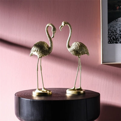 HomeQuill™ Luxury Golden Flamingo Figurines