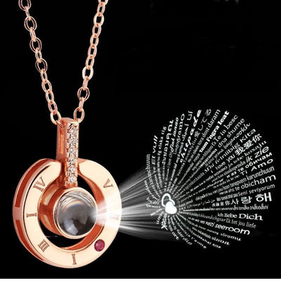 100 languages I love you Projection Pendant Necklace HomeQuill